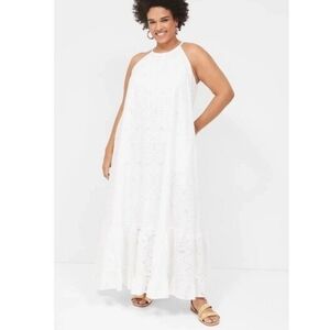 Lane Bryant White Eyelet Maxi Dress